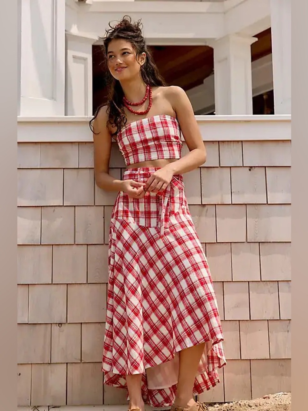 NWOT Free People After You Set in Red Plaid